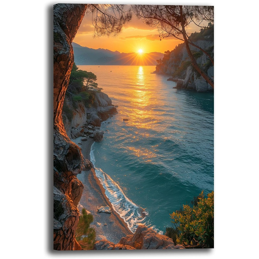 Quadro Moderno Panorama Marino su Tela Canvas 40 x 70 cm