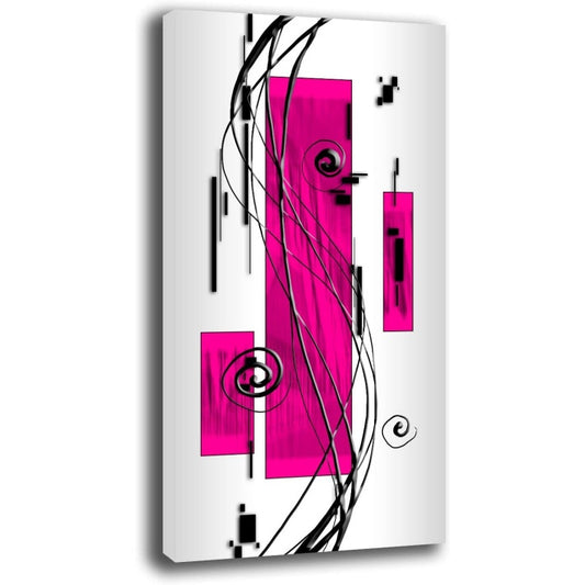 Quadro Moderno Astratto Verticale su Tela Canvas 50 x 100 cm Fucsia