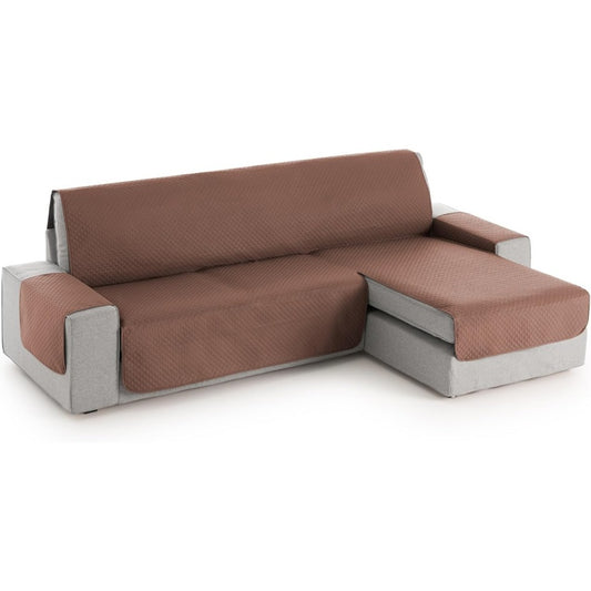 Copridivano trapuntato reversibile per chaise longue penisola destra marrone 240 cm
