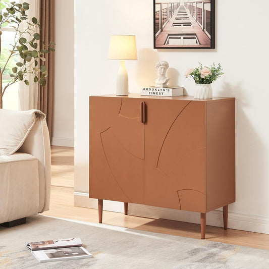 Credenza Bassa con 2 Ante Decorative Mobile Contenitore Moderno Color Ruggine