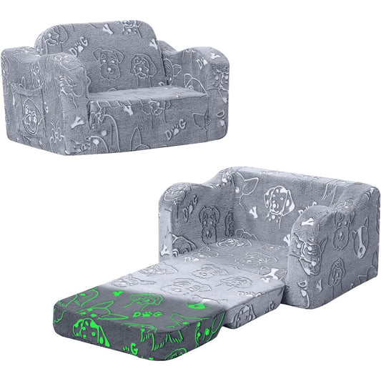 Divano pieghevole 2 in 1 per bambini con funzione letto colore grigio